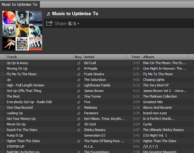 'Music to Uptimise To' on Spotify